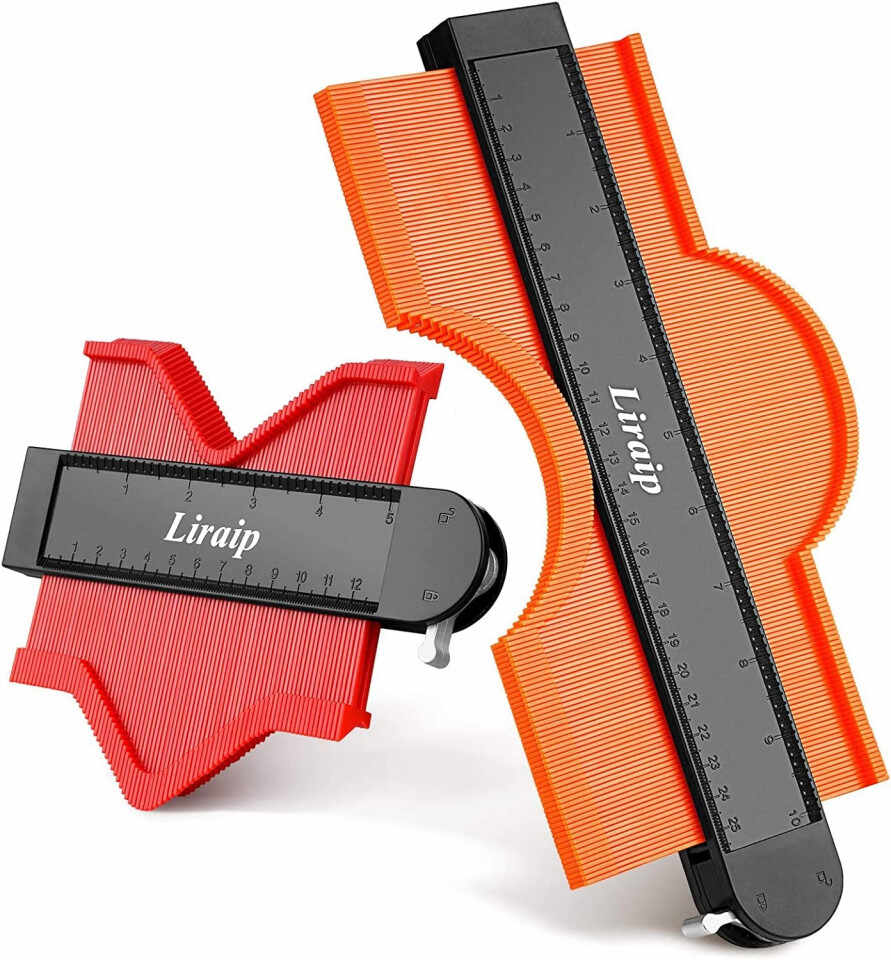 Set de 2 dispozitive de copiat muchii si profile Liraip, plastic, negru/rosu/portocaliu, 25/13 cm