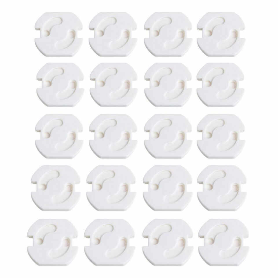 Set de 20 protectii pentru prize Jzk, plastic, alb, 3,3 x 3,6 cm