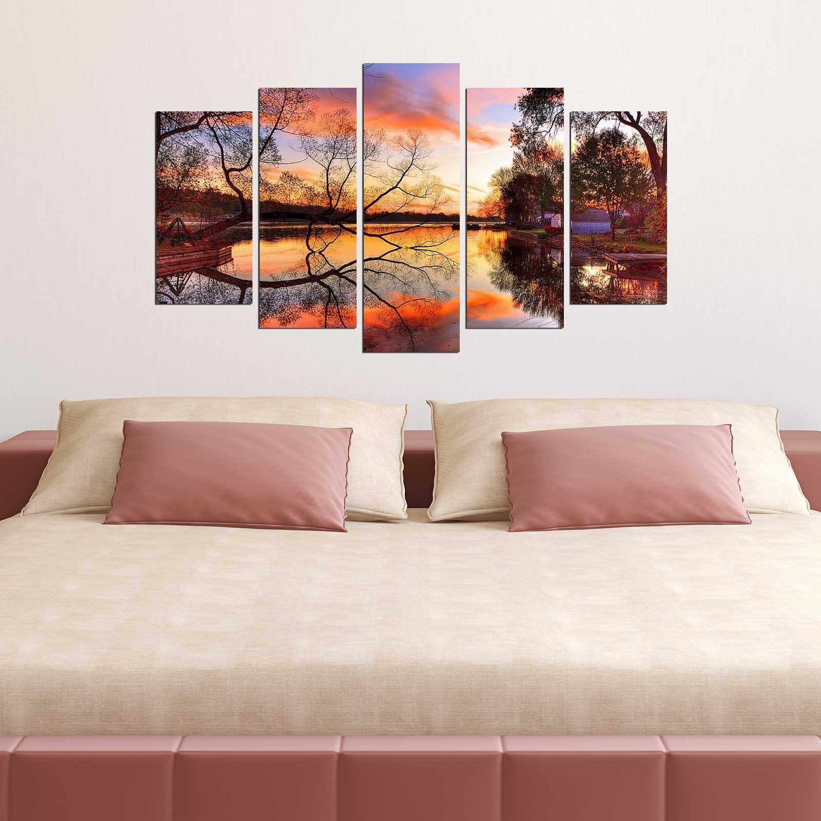 Tablou 5 piese, Sunset 5MX-77 Multicolor, 110 x 60 cm