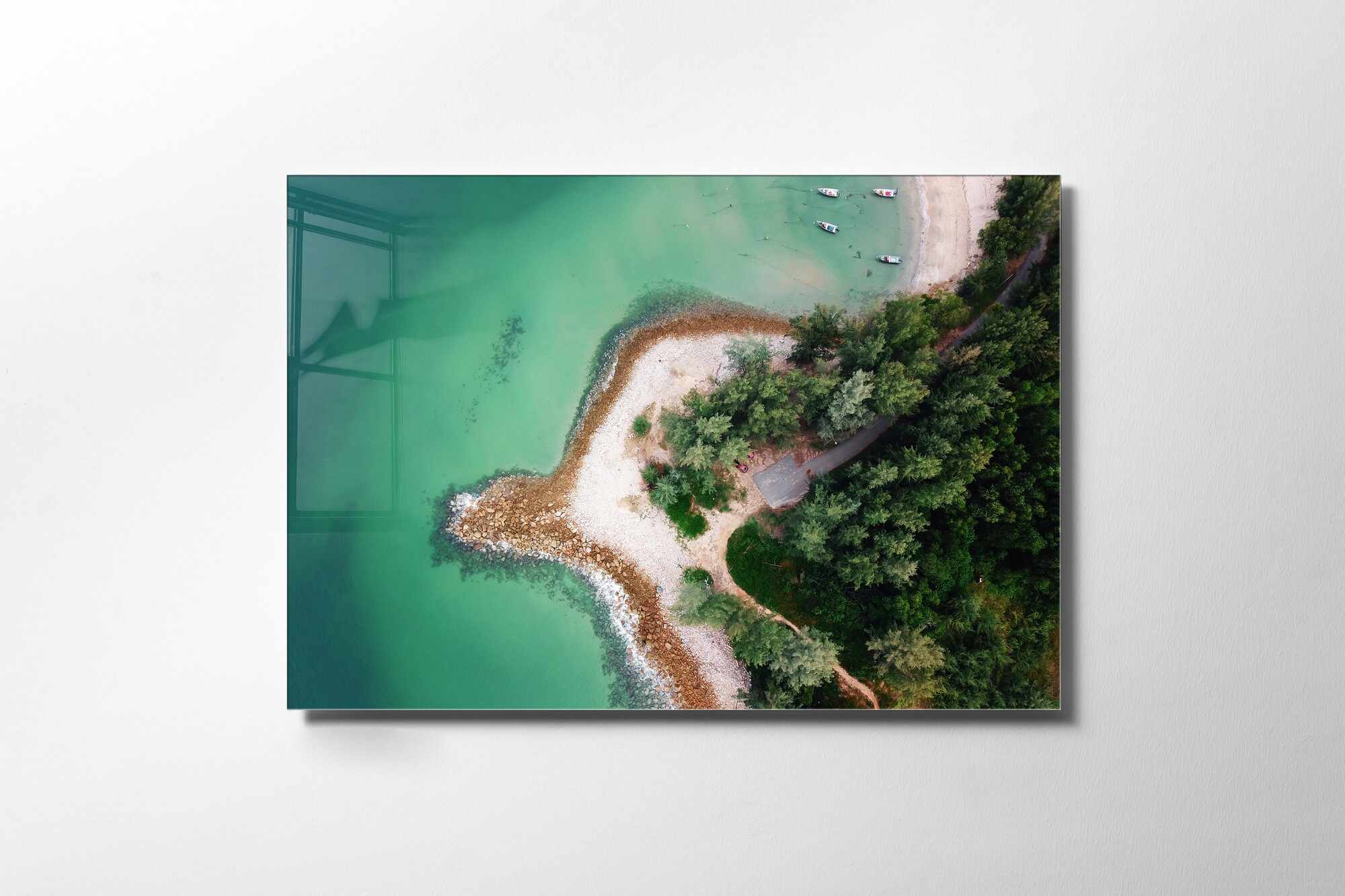 Tablou Sticla Green Ocean 1165 Multicolor, 45 x 30 cm