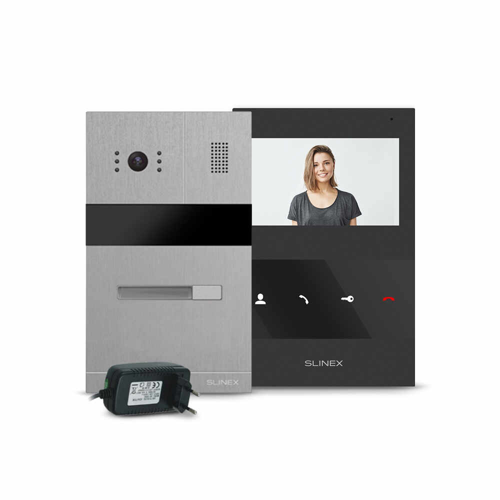 Kit videointerfon RFID Slinex MA-01 IR-CUT-SQ-04M-B-PA12/2A, 1 familie, ingropat/aparent, 4.3 inch, IR 1.5 m, Full HD