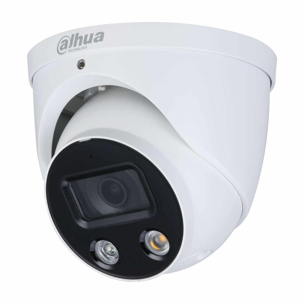 Camera supraveghere IP Dome Dahua Full Color WizSense IPC-HDW3849H-AS-PV-0280B, 4K, lumina alba 30 m, 2.8 mm, slot card, microfon
