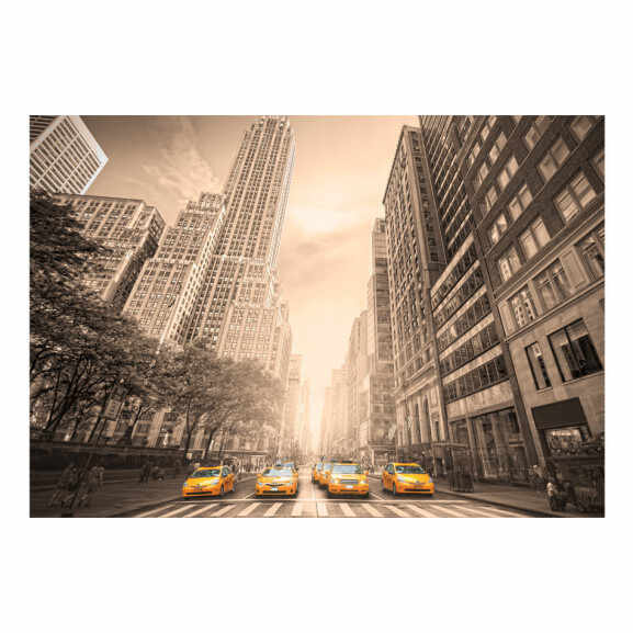 Fototapet New York taxi sepia