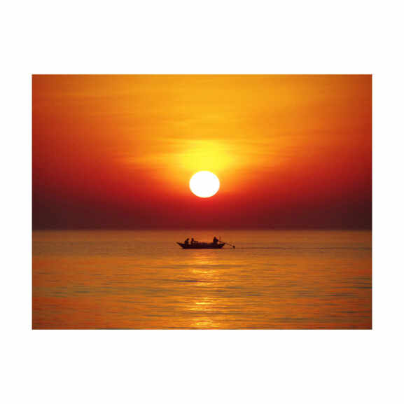 Fototapet Sunset With Fishing Boat