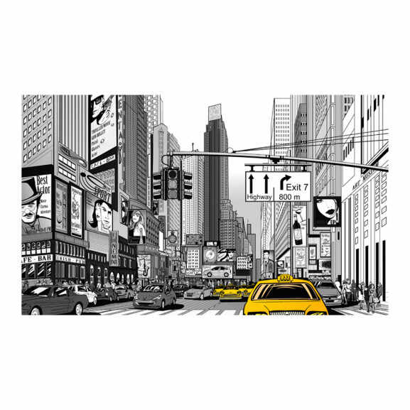 Fototapet Yellow Cabs In Nyc