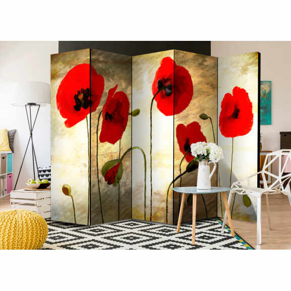 Paravan Golden Field Of Poppies Ii [Room Dividers] 225 cm x 172 cm