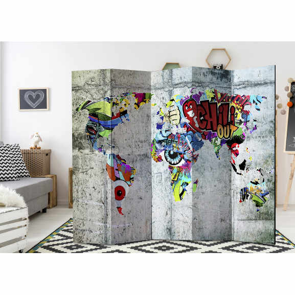 Paravan Graffiti World [Room Dividers] 225 cm x 172 cm