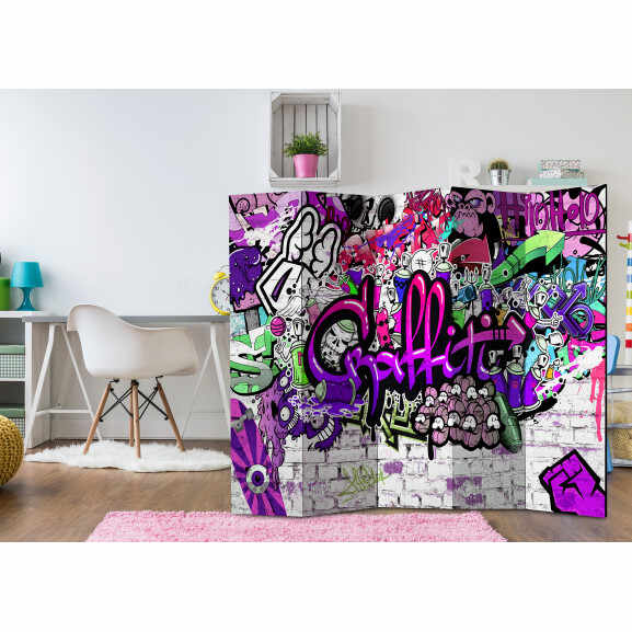 Paravan Purple Graffiti [Room Dividers] 225 cm x 172 cm