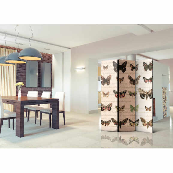 Paravan Retro Style: Butterflies [Room Dividers] 135 cm x 172 cm