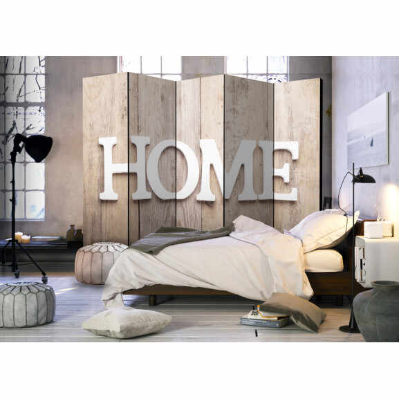 Paravan Room Divider – Home On Wooden Boards 225 cm x 172 cm