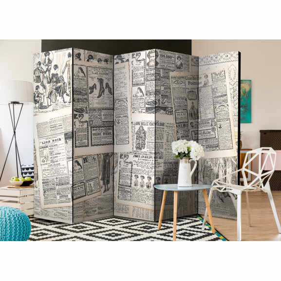 Paravan Vintage Newspapers Ii [Room Dividers] 225 cm x 172 cm