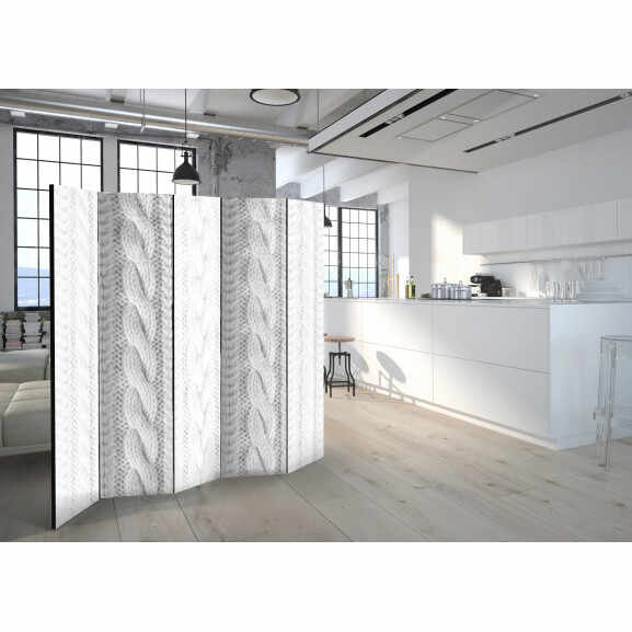 Paravan White Knit Ii [Room Dividers] 225 cm x 172 cm