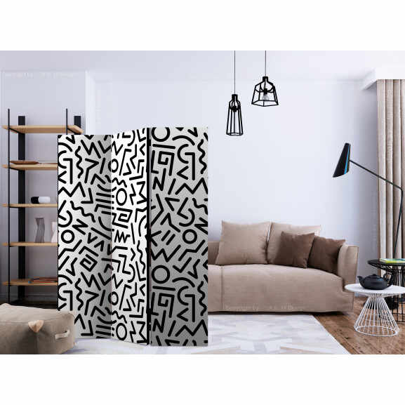 Paravan Black And White Maze [Room Dividers] 135 cm x 172 cm