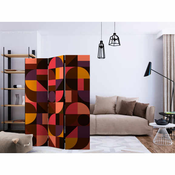 Paravan Geometric Mosaic (Red) [Room Dividers] 135 cm x 172 cm