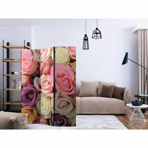 Paravan Pastel Roses [Room Dividers] 135 cm x 172 cm