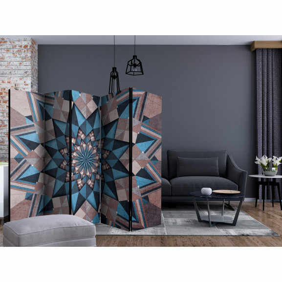 Paravan Star Mandala (Brown And Blue) Ii [Room Dividers] 225 cm x 172 cm