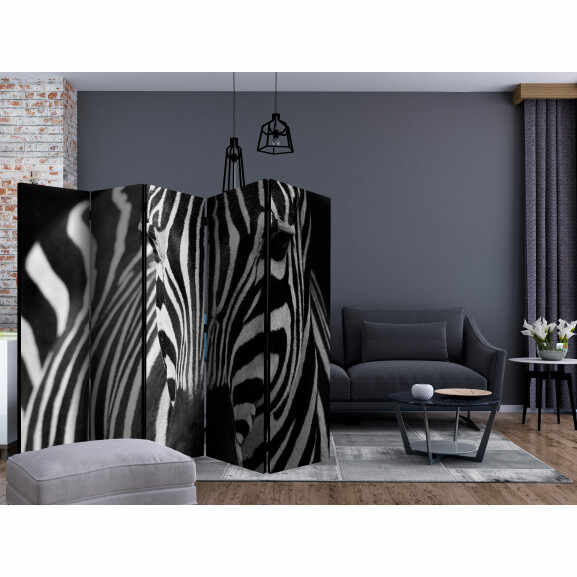 Paravan White With Black Stripes Ii [Room Dividers] 225 cm x 172 cm