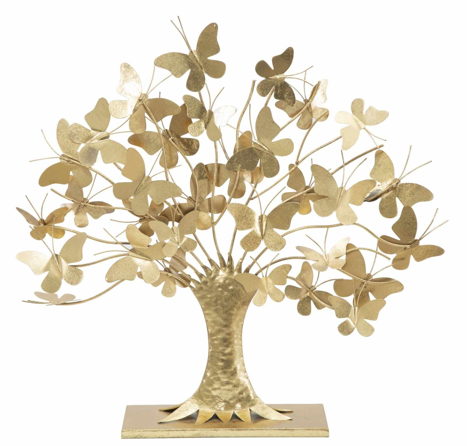 Decoratiune metalica Butterfly Tree Auriu, l63xA13xH60 cm