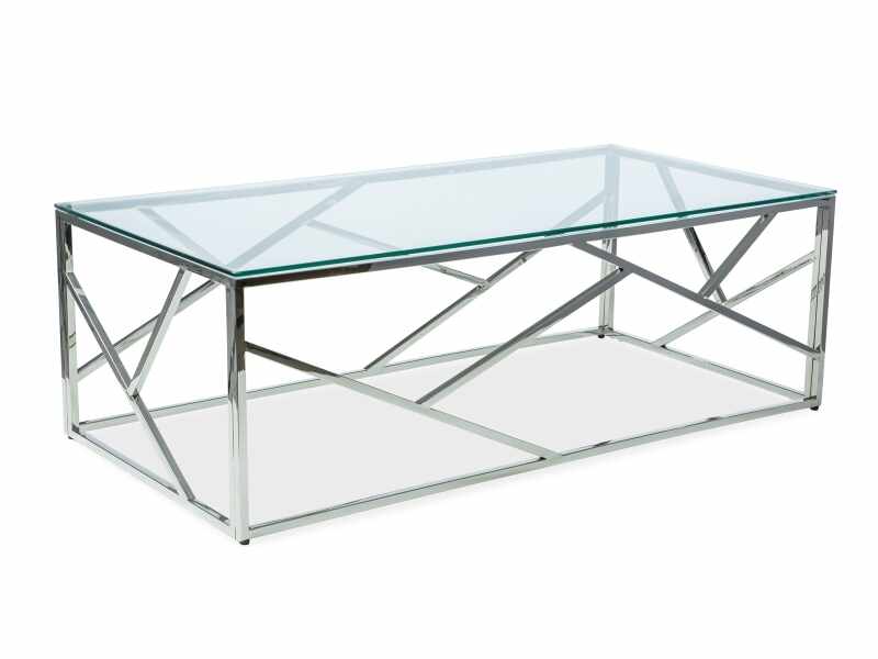 Masa de cafea din sticla si metal, Escada A Transparent / Crom, L120xl60xH40 cm