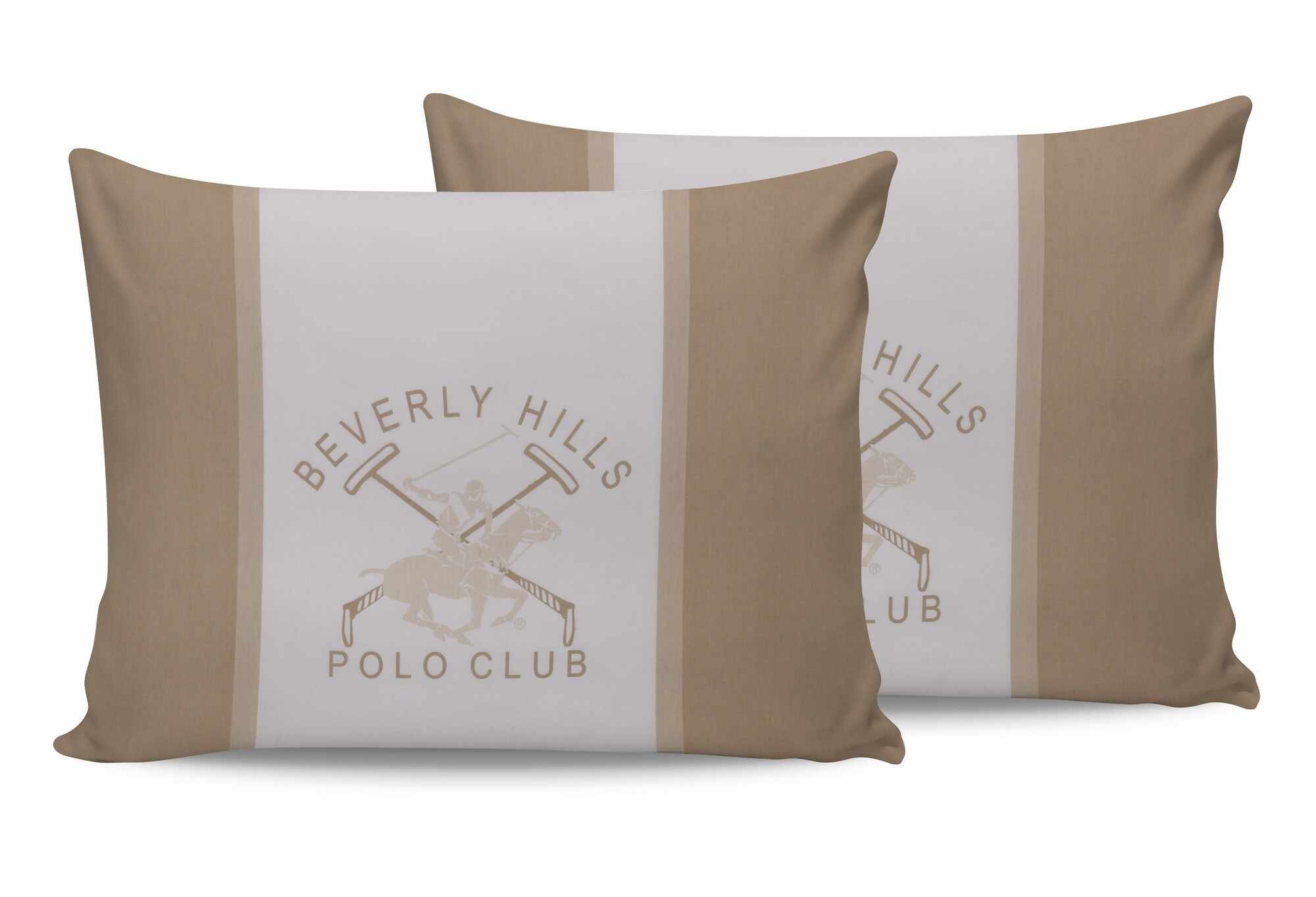 Set 2 fete perna din bumbac, Beverly Hills Polo Club BHPC 024 Crem / Alb, 50 x 70 cm
