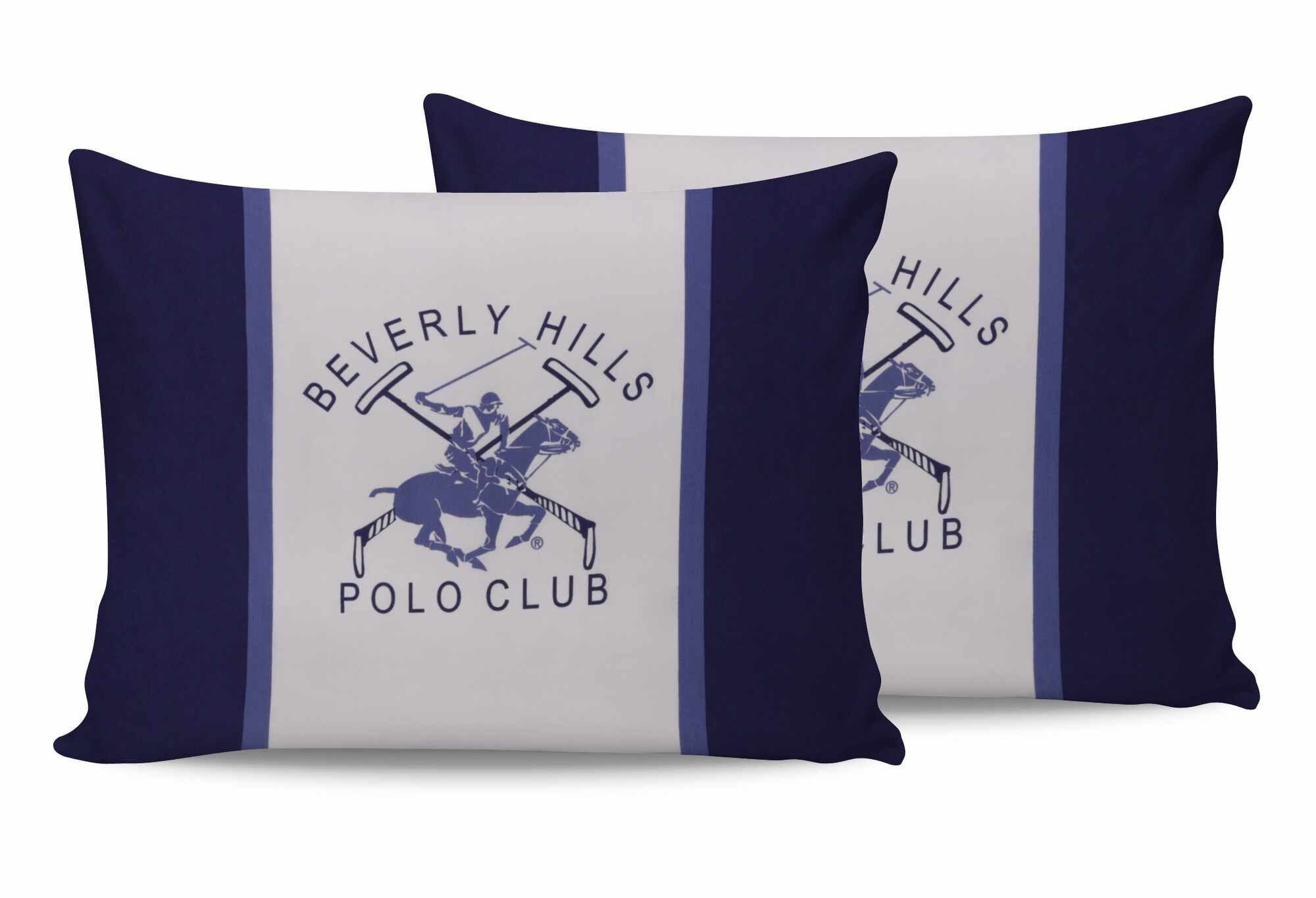 Set 2 fete perna din bumbac, Beverly Hills Polo Club BHPC 029 Bleumarin / Alb, 50 x 70 cm