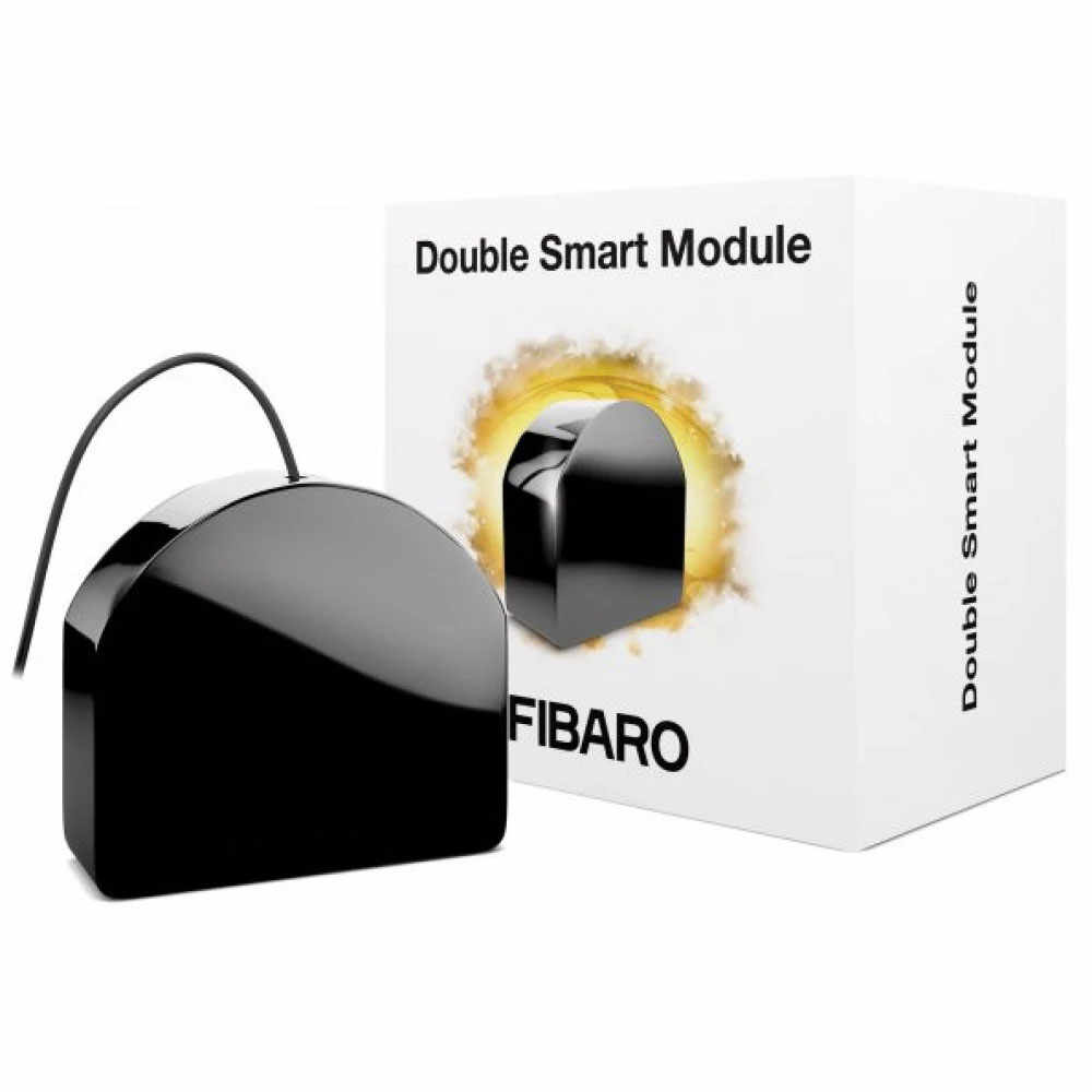 Modul de control Fibaro Double Smart Module FGS-224 ZW5, 868 MHz, Z-Wave Plus, RF 50 m, 2 canale, 9.5 A