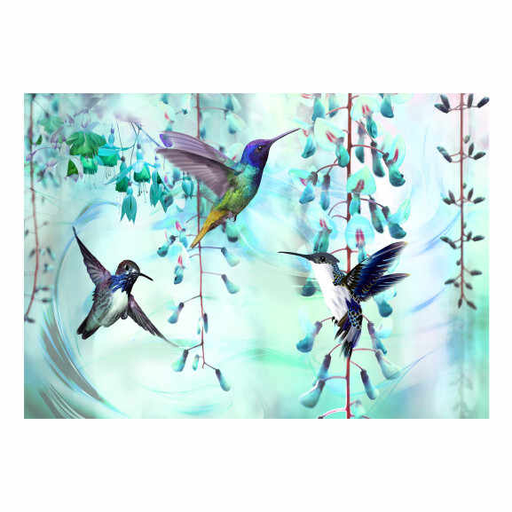 Fototapet autoadeziv Flying Hummingbirds (Green)