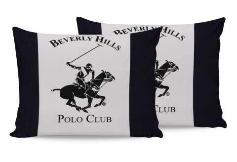 Set 2 fete de perna 50x70, 100% bumbac, Beverly Hills Polo Club, Alb/Bleumarin/Crem
