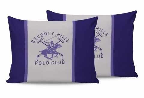 Set 2 fete de perna 50x70, 100% bumbac, Beverly Hills Polo Club, BHPC 029 - Lilac, Alb/Mov