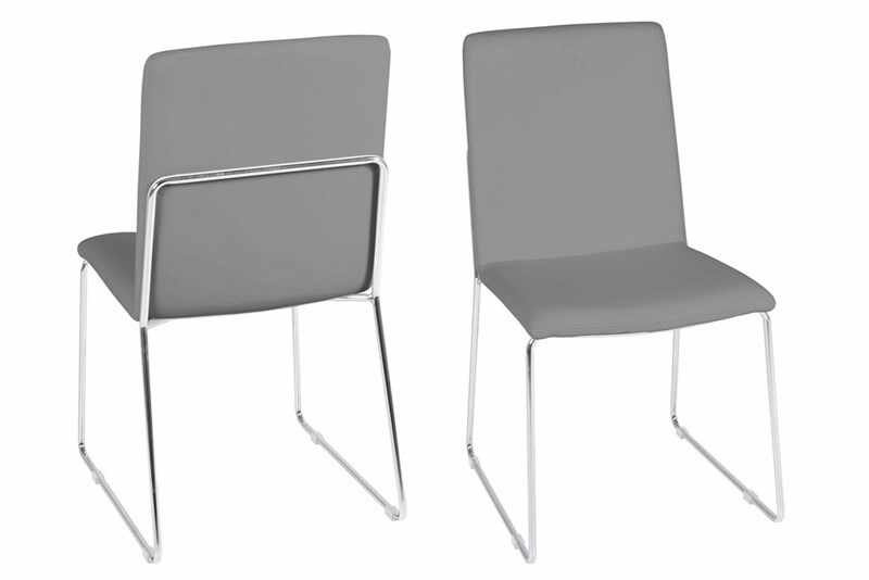 Set 4 scaune tapitate cu piele ecologica si picioare metalice Kitos Gri / Crom, l48,5xA55xH88 cm