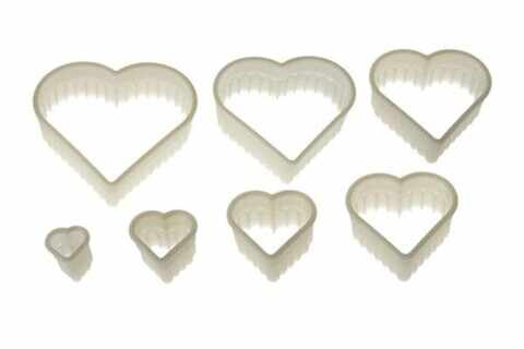 Set 7 forme pentru biscuiti Heart, Silikomart, 3x2.5 cm - 12x11.5 cm, nailon