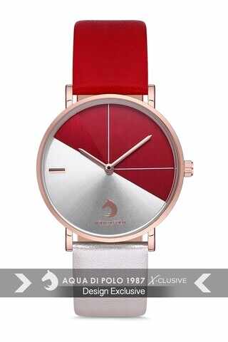 Ceas pentru dama APSV1 - A5961, Aqua Di Polo, metal/piele, alb/rosu