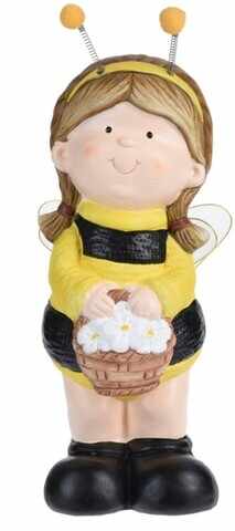 Decoratiune Bee Girl, 9.5x11x27 cm, ceramica, multicolor