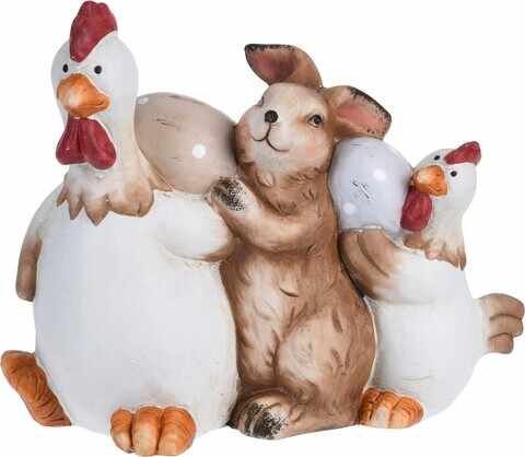 Decoratiune Chicken&Bunny&Chick, 13x8x18 cm, ceramica, multicolor