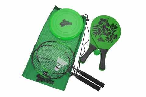 Set palete de badminton si ping pong, 7 piese, polipropilena, verde
