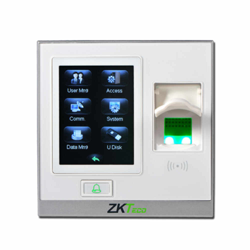 Cititor de proximitate biometric TCP/IP ZKTeco LC-SF420ZLM-W-1, ecran tactil 2.8 inch, EM, 125 KHz, 1.500 amprente, 5.000 carduri, 80.000 evenimente