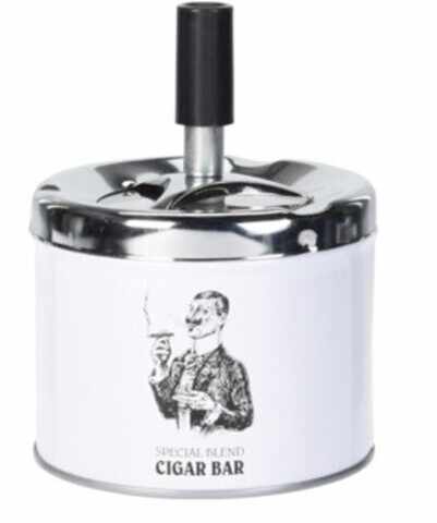 Scrumiera Cigar Bar, 9x12 cm, metal, alb/negru
