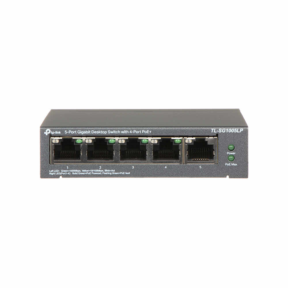  Switch cu 5 porturi Gigabit TP-Link TL-SG1005LP, 4 porturi PoE+, 10/100/1000 Mbps, cu management